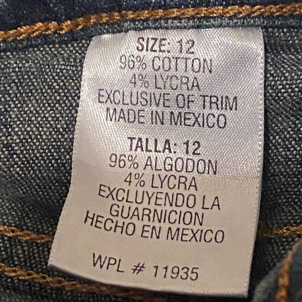 St. John's Bay Denim Pants Bootcut Dark Blue Artsy Back Pockets Size (12) - Picture 7 of 8